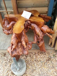 fantastic wooden carved horses table
