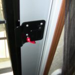 RV Door showing Inside handle and deadbolt