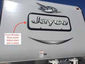 Jayco travel trailer front window - closed - rv