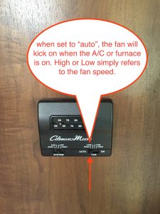 Jayco travel trailer thermostat FAN AUTO