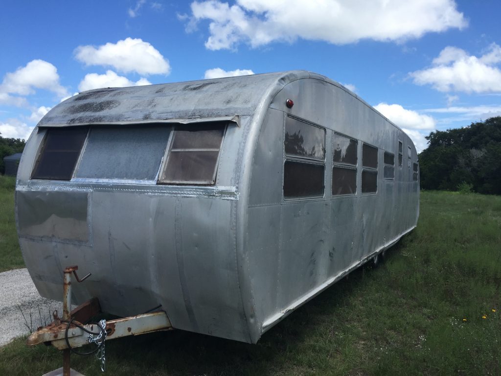 1952 Royal Spartanette Before ANY Restoration Work - Front to rear drivers side acute angle view