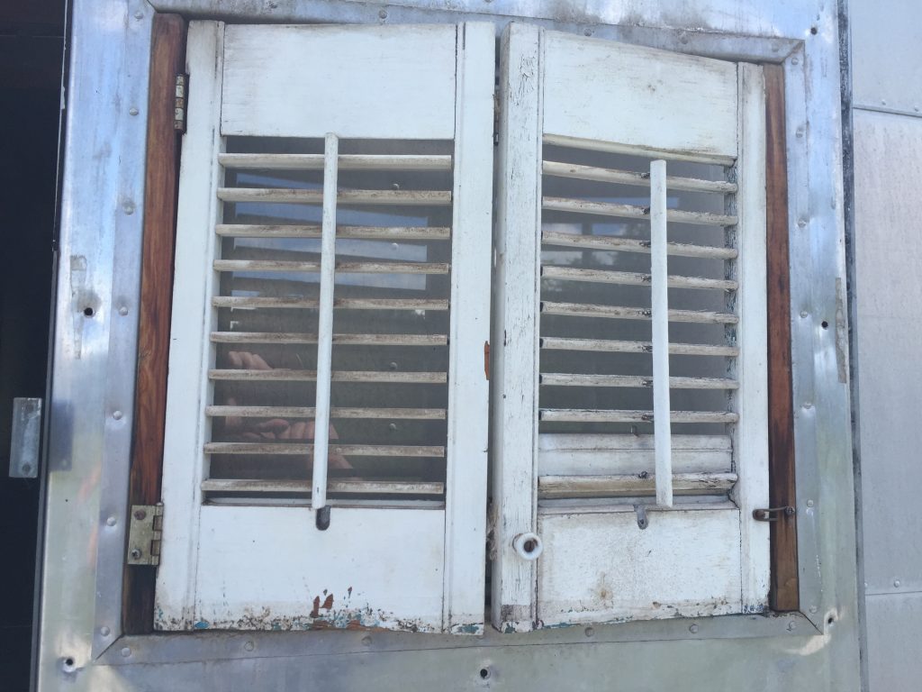 1952 Royal Spartanette Before ANY Restoration Work - Exterior door showing louver