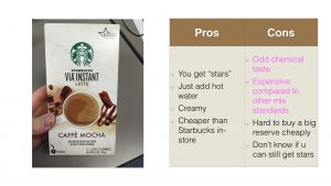 pros and cons of starbucks powdered mocha mix