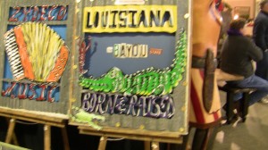 Cajun style art on corrugated metal at First Monday Trade Days in Canton Texas