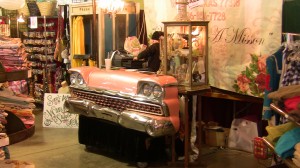 Creative booth using front end of classic car in Canton Texas