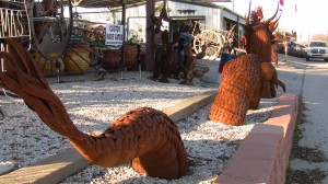 metal yard art dragon in three pieces in Canton Texas