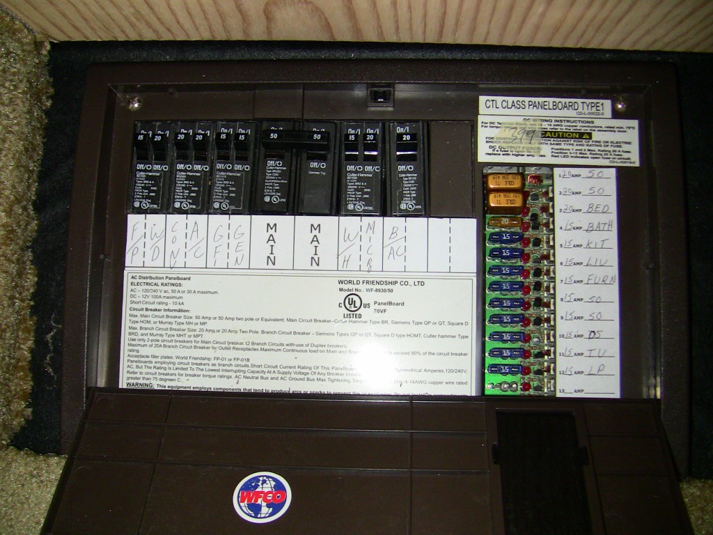 RV Electrical distribution Panel Board
