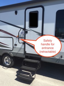 Jayco travel trailer entrance safety handle retractable