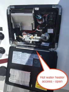 Jayco travel trailer hot water heater access open