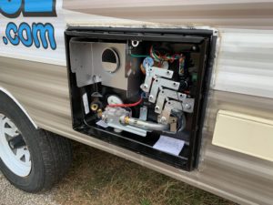 New RV Hot Water Heater Test Fit in Old Slot