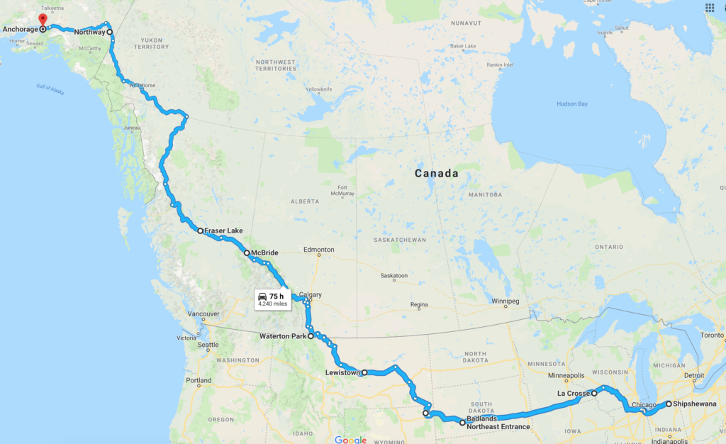 Indiana to Alaska RV Rental Itinerary