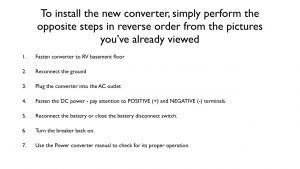 replacing the RV power converter 020 reverse all the steps