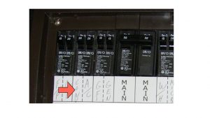 rv power distribution panel showing converter breaker